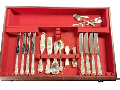 Lot 332 - Part canteen of silver Kings pattern cutlery housed in a mahogany canteen table.