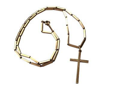 Lot 30 - 18ct gold cross pendant on an 18ct gold bar link chain