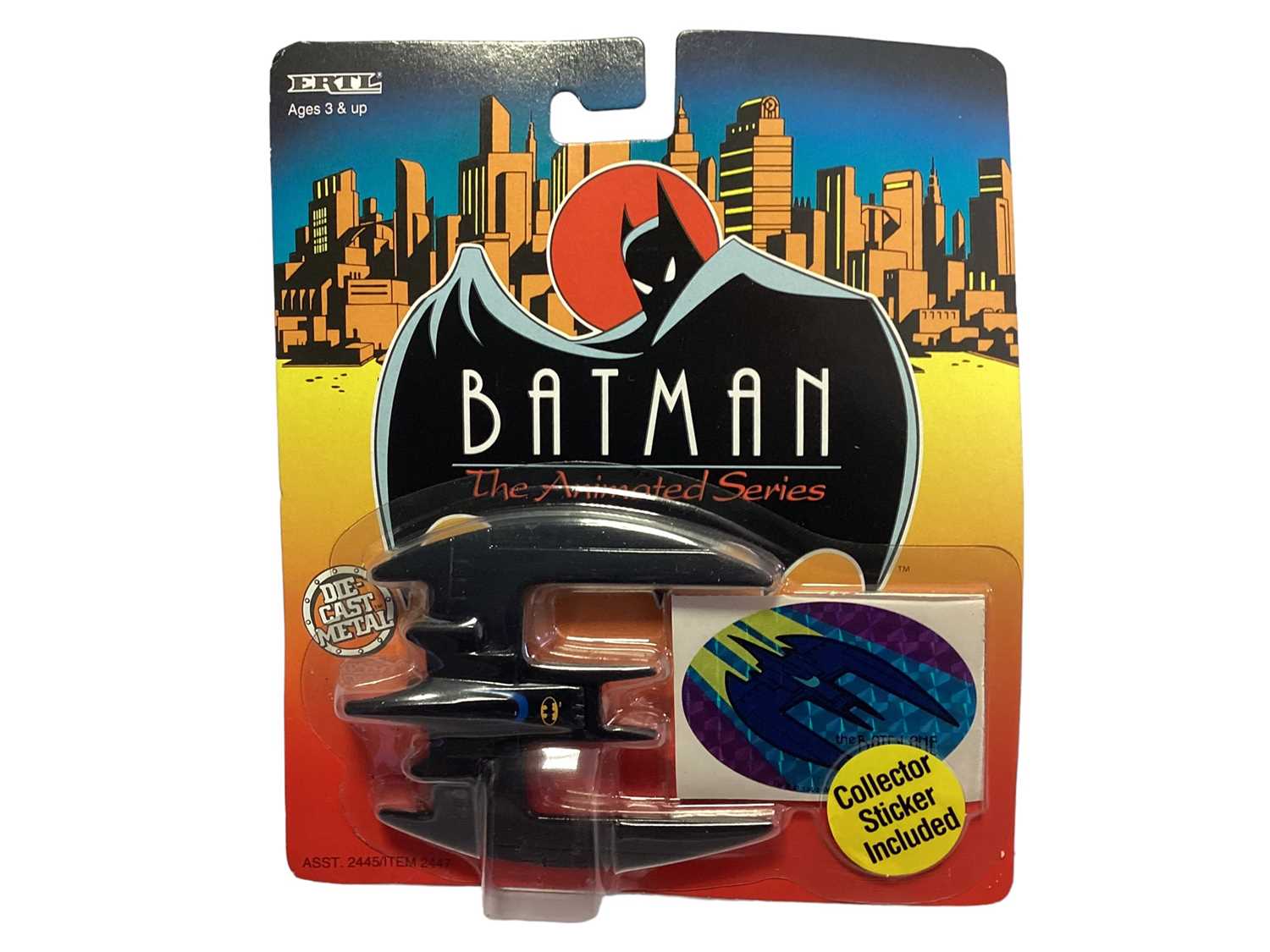 Lot 1890 - ERTL (c1993) DC Comics Batman The Animated Series diecast metal vehicles including Batmobile No.2446, Batplane No.2447, Batboat No.2448, Batcycle No.2449, Gotham City Police Helicopter No.2457 & Br...