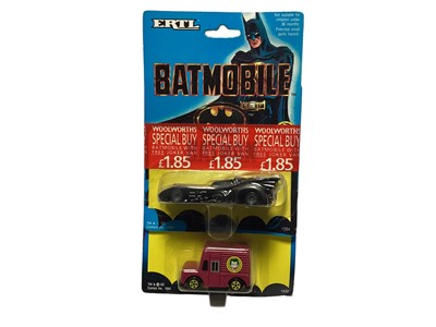 Lot 1890 - ERTL (c1993) DC Comics Batman The Animated Series diecast metal vehicles including Batmobile No.2446, Batplane No.2447, Batboat No.2448, Batcycle No.2449, Gotham City Police Helicopter No.2457 & Br...