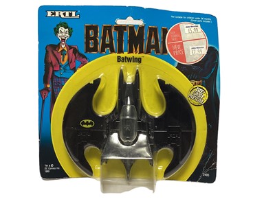 Lot 1890 - ERTL (c1993) DC Comics Batman The Animated Series diecast metal vehicles including Batmobile No.2446, Batplane No.2447, Batboat No.2448, Batcycle No.2449, Gotham City Police Helicopter No.2457 & Br...