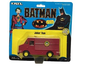Lot 1890 - ERTL (c1993) DC Comics Batman The Animated Series diecast metal vehicles including Batmobile No.2446, Batplane No.2447, Batboat No.2448, Batcycle No.2449, Gotham City Police Helicopter No.2457 & Br...