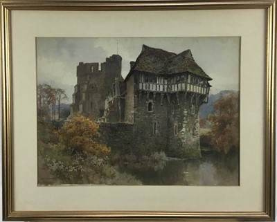 Lot 76 - E. W. Haslehust pair of signed watercolours - Stokesay Castle, the first 49cm x 34cm, the second 38cm x 52cm, in glazed frames (2)