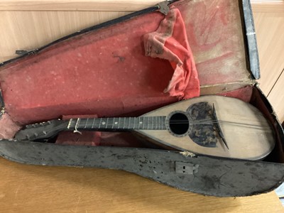 Lot 88 - Cased mandolin together with stuffed red squirrel