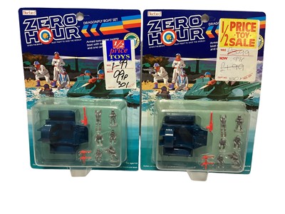 Lot 17 - Bluebird (c1989) Zero Hour (when the brave must fight to save the World!) Swordfish Navy Task Force Marlin Three-Man Sub Set (x2) No.900341 & Dragonfly Boat Set (x3) No.900371, on card with bubblep...