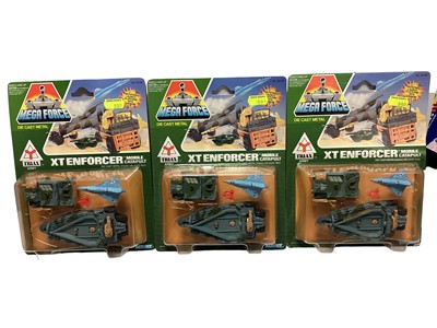 Lot 151 - Kenner (c1989) Mega Force diecast metal XT-Enforcer Mobile Catapult , on card with bubblepack (3)