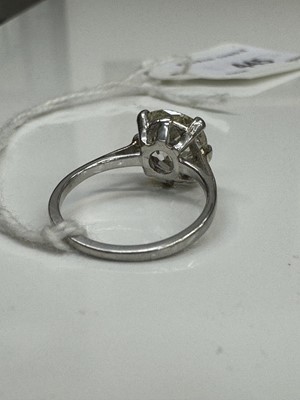 Lot 445 - Diamond single stone ring with a cushion shape old cut diamond