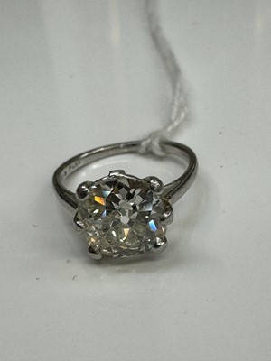 Lot 445 - Diamond single stone ring with a cushion shape old cut diamond