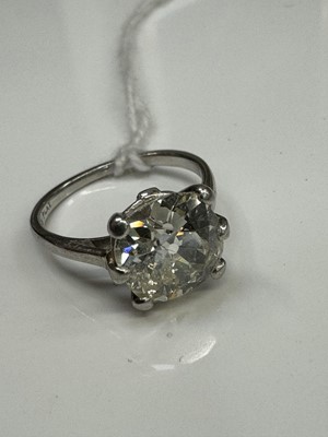 Lot 445 - Diamond single stone ring with a cushion shape old cut diamond