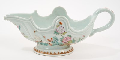 Lot 86 - Chinese famille rose sauceboat, Qianlong