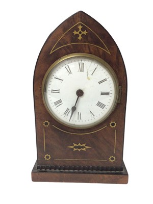 Lot 758 - 19th century mahogany and brass inlaid lancet shaped bracket clock