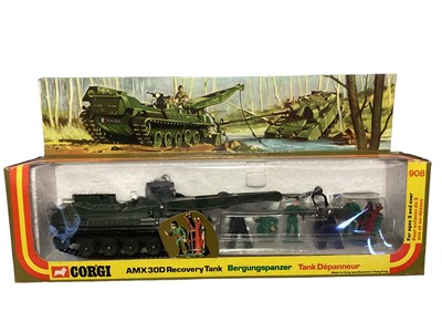 Lot 54 - Corgi (c1976)  diecast AMX 30D Recovery Tank & Sdkfz Rocket Launcher No.907, both in window boxes (2)