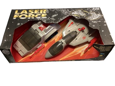 Lot 1887 - American Plastic Toys Inc Vintage Laser Force Space Plane & Land Craft, in cut out card box No.945 (1)