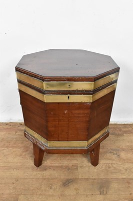 Lot 1313 - George III mahogany and brass bound octagonal cellarette