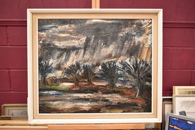 Lot 1587 - *Colin Moss (1914-2005) oil on board - Rainstorm