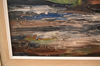 Lot 1587 - *Colin Moss (1914-2005) oil on board - Rainstorm