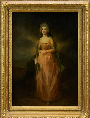 Lot 1238 - Follower of Thomas Gainsborough, 19th century, oil on canvas - portrait of an elegant lady, 69cm x 48cm, in gilt frame