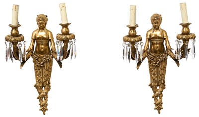 Lot 801 - Good quality 19th century French pair of gilt bronze wall appliques