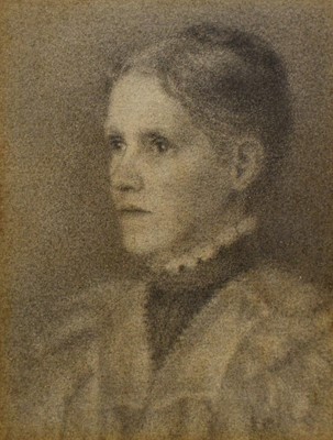 Lot 731 - Attributed to Harriet Churchyard (1836-1927) charcoal - described as Portrait of Laura Churchyard  Portrait of Laura Churchyard