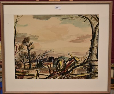 Lot 1711 - *Rowland Suddaby (1912-1972) watercolour, Untitled landscape