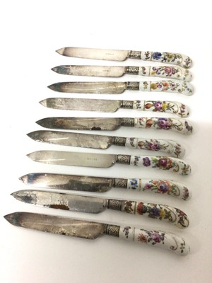 Lot 84 - Ten Continental porcelain pistol grip knives