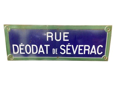 Lot 60 - Original French enamel street sign - 'Rue Deodat de Severac' - 100cm x 35cm