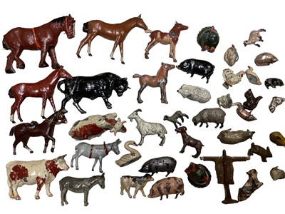 Lot 1957 - Lot Britains farm diecast models including haywain, labourers & animals (1 box)