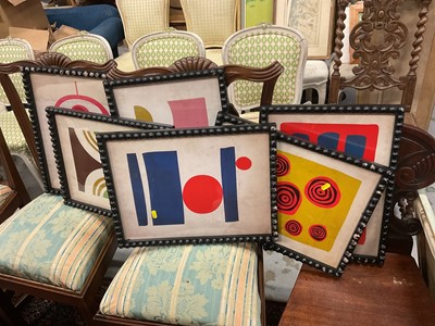 Lot 554 - Set of six contemporary abstract prints in glazed frames.