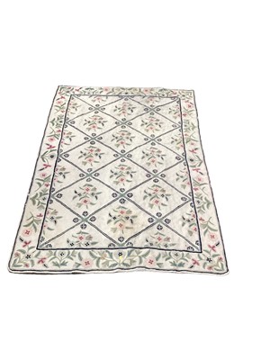 Lot 2064 - Five embroidered wool chain stitch panels/ rugs/ wall hangings