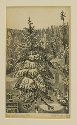 Lot 1153 - *Edward Bawden (1903-1989) signed limited etching - 'Cabin in the Forest', 8/50, dated 1952, 20.5cm x 12cm, in glazed frame