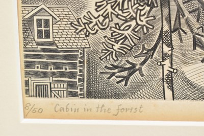 Lot 1153 - *Edward Bawden (1903-1989) signed limited etching - 'Cabin in the Forest', 8/50, dated 1952, 20.5cm x 12cm, in glazed frame