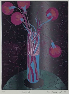 Lot 199 - Dale Devereux Barker (b.1962) monoprint - Antonio’s Gift, signed titled and dated ‘99, 40cm x 30cm, framed