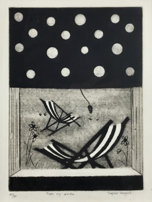 Lot 21 - Daphne Reynolds (1918-2002) limited edition etching - From my window, signed and numbered 21/40, 23cm x 16cm, in glazed frame
