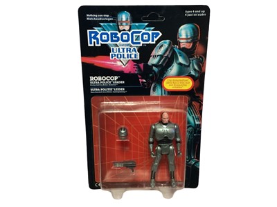Lot 149 - Kenner (c1988) RoboCop and the Ultra Police 4 1/2" action figures with accessories including Robocop, Officer Anne Lewis & Birdman barnes, on punched card with bubblepack (3)
