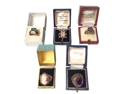 Lot 41 - Five gold and gem set cocktail rings