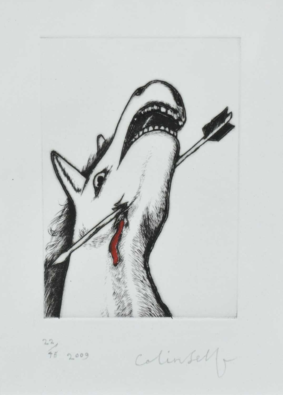 Lot 1188 - Colin Self (b.1941) limited edition etching - Untitled, signed and dated 2009, numbered 22/45, in glazed frame