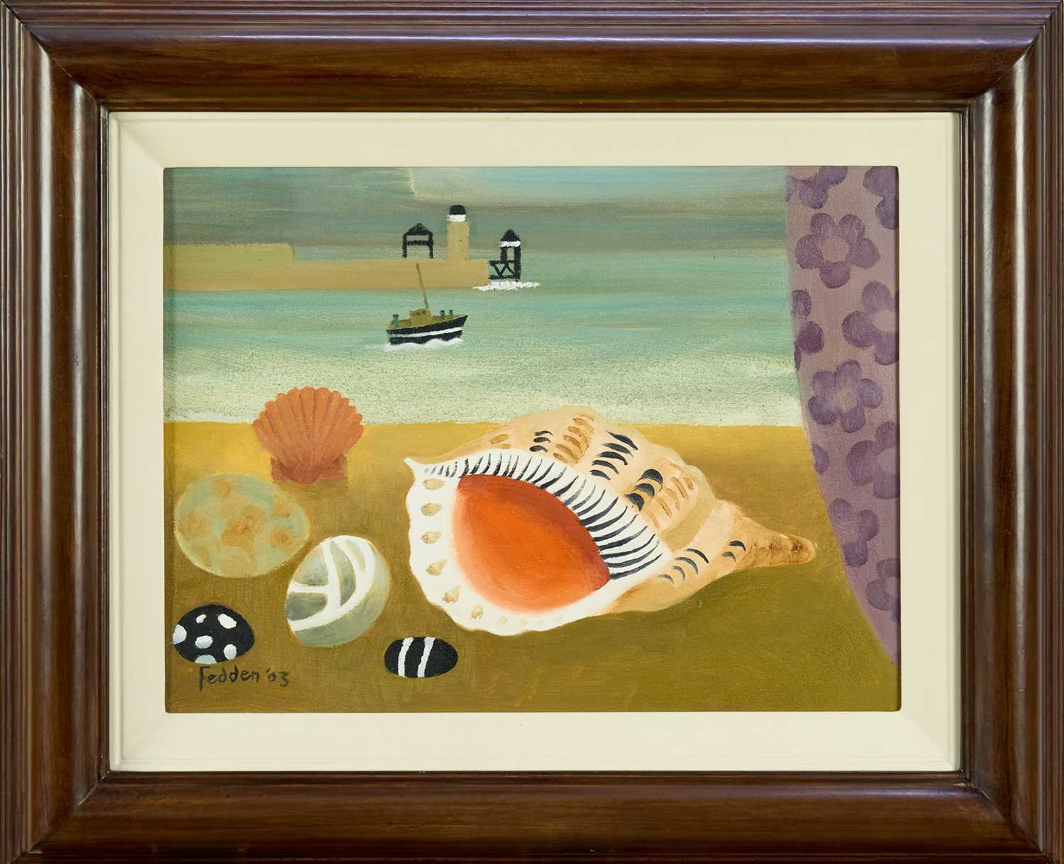 Lot 1033 - *Mary Fedden (1915-2012) oil on canvas - Whitby Harbour, signed and dated '03, 29cm x 39cm, titled and signed to artist's label verso, framed. Provenance: Neptune Fine Art, Derbyshire