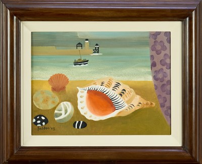 Lot 1033 - *Mary Fedden (1915-2012) oil on canvas - Whitby Harbour, signed and dated '03, 29cm x 39cm, titled and signed to artist's label verso, framed. Provenance: Neptune Fine Art, Derbyshire