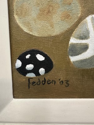 Lot 1033 - *Mary Fedden (1915-2012) oil on canvas - Whitby Harbour, signed and dated '03, 29cm x 39cm, titled and signed to artist's label verso, framed. Provenance: Neptune Fine Art, Derbyshire