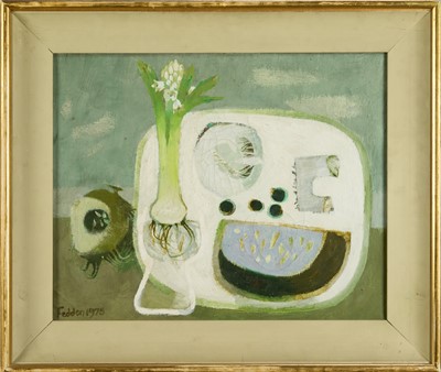Lot 1032 - *Mary Fedden (1915-2012) oil on canvas - Hyacinth, signed and dated 1975, 41cm x 51cm, signed and titled to artist's label verso, behind glass in gilt frame