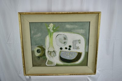 Lot 1032 - *Mary Fedden (1915-2012) oil on canvas - Hyacinth, signed and dated 1975, 41cm x 51cm, signed and titled to artist's label verso, behind glass in gilt frame