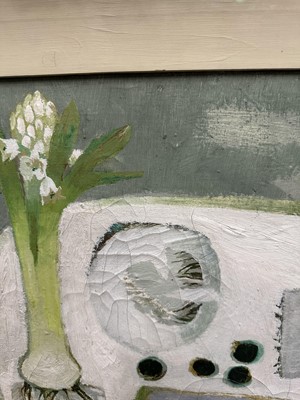 Lot 1032 - *Mary Fedden (1915-2012) oil on canvas - Hyacinth, signed and dated 1975, 41cm x 51cm, signed and titled to artist's label verso, behind glass in gilt frame
