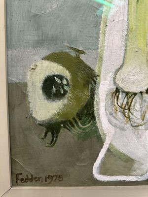 Lot 1032 - *Mary Fedden (1915-2012) oil on canvas - Hyacinth, signed and dated 1975, 41cm x 51cm, signed and titled to artist's label verso, behind glass in gilt frame