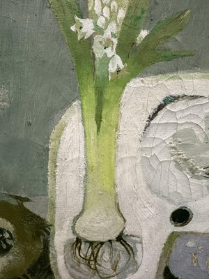 Lot 1032 - *Mary Fedden (1915-2012) oil on canvas - Hyacinth, signed and dated 1975, 41cm x 51cm, signed and titled to artist's label verso, behind glass in gilt frame