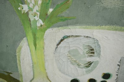 Lot 1032 - *Mary Fedden (1915-2012) oil on canvas - Hyacinth, signed and dated 1975, 41cm x 51cm, signed and titled to artist's label verso, behind glass in gilt frame