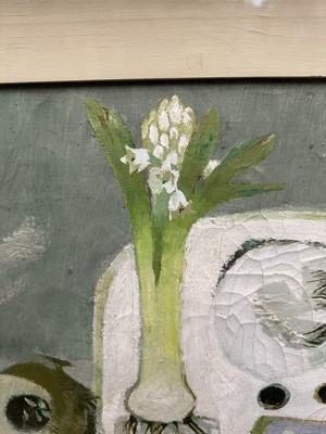 Lot 1032 - *Mary Fedden (1915-2012) oil on canvas - Hyacinth, signed and dated 1975, 41cm x 51cm, signed and titled to artist's label verso, behind glass in gilt frame