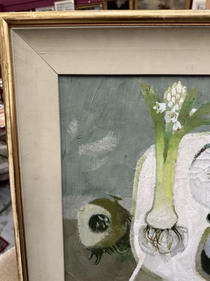 Lot 1032 - *Mary Fedden (1915-2012) oil on canvas - Hyacinth, signed and dated 1975, 41cm x 51cm, signed and titled to artist's label verso, behind glass in gilt frame