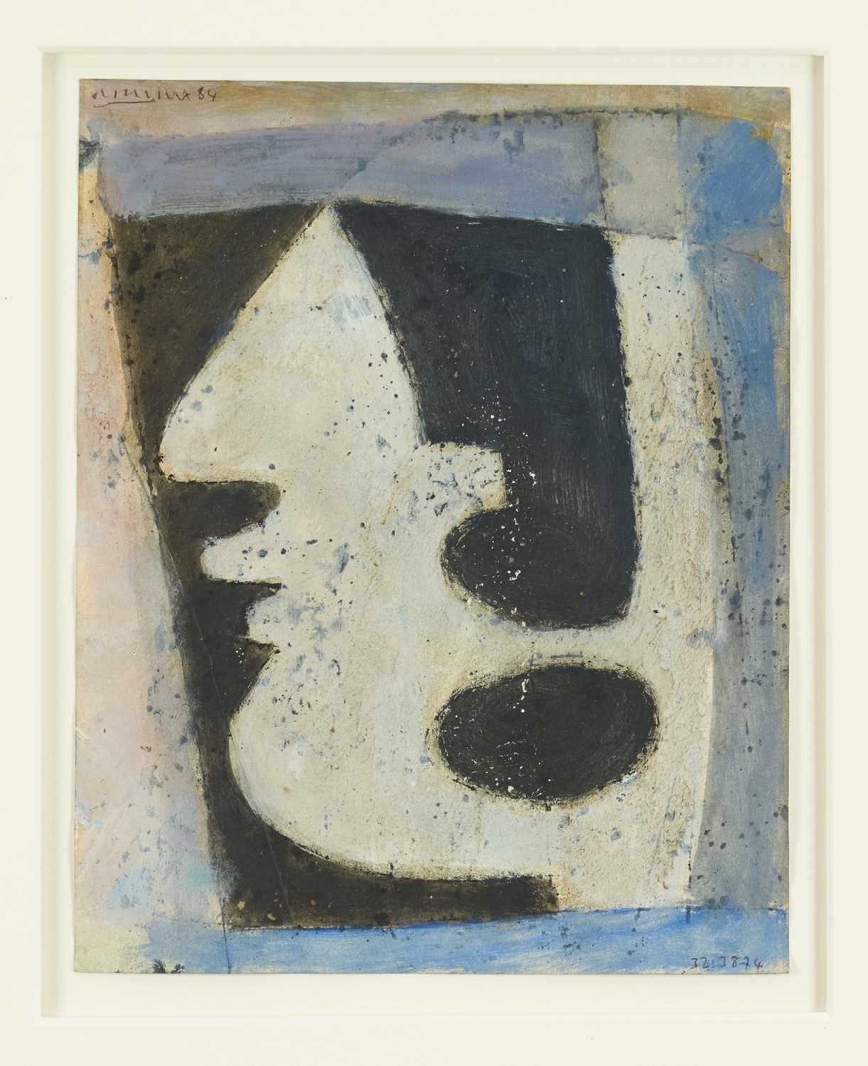 Lot 1112 - Roy Turner Durrant (1925-1998) mixed media on paper - Head, signed and dated '84, 25cm x 20cm, in glazed frame