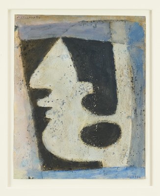 Lot 1112 - Roy Turner Durrant (1925-1998) mixed media on paper - Head, signed and dated '84, 25cm x 20cm, in glazed frame