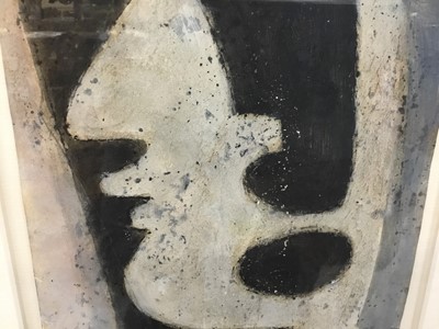 Lot 1112 - Roy Turner Durrant (1925-1998) mixed media on paper - Head, signed and dated '84, 25cm x 20cm, in glazed frame